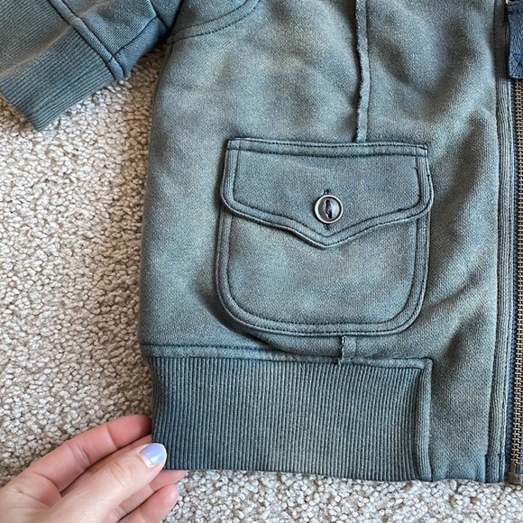 Free People cropped zip down sweater olive green military medium 8 - Picture 3 of 5